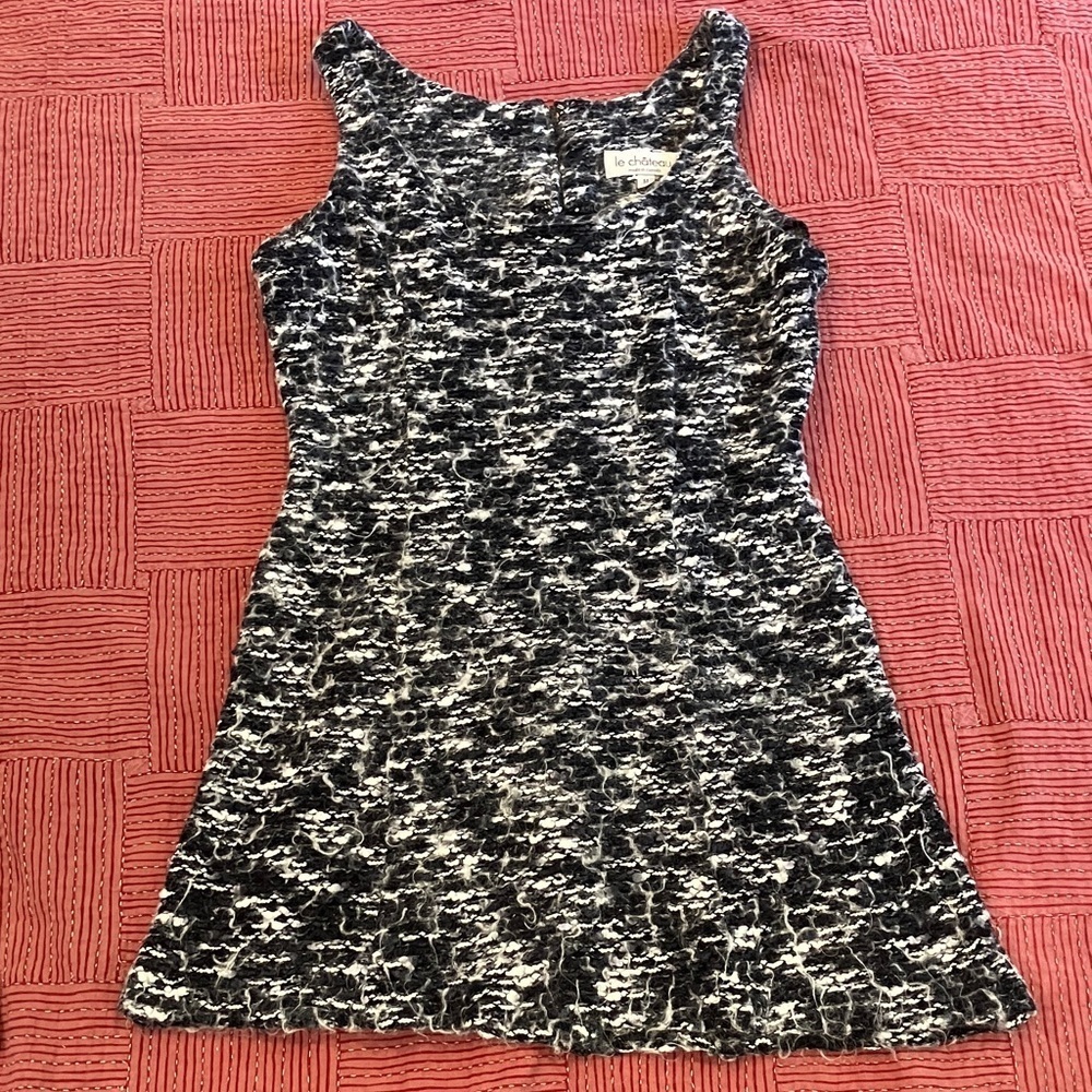 Vintage mohair Le Chateau Black/ White Textured Mini Dress